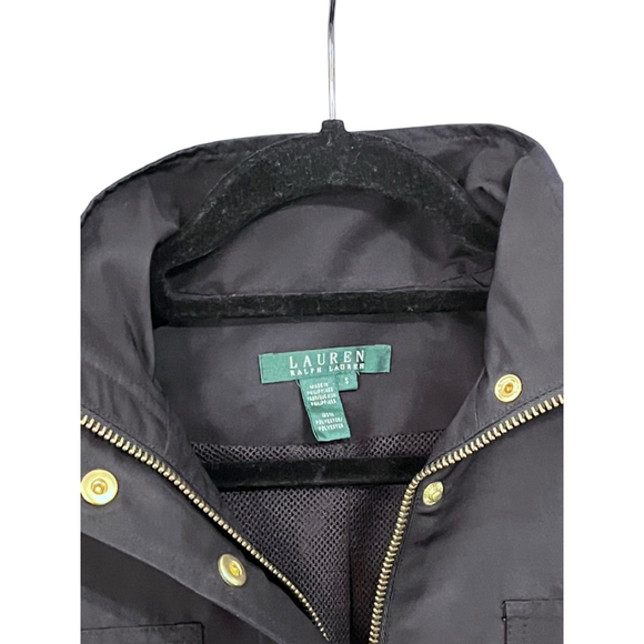 Lauren Ralph Lauren Women's Size Small Black Jacket Raincoat Gold Hardware Lined - Picture 2 of 8